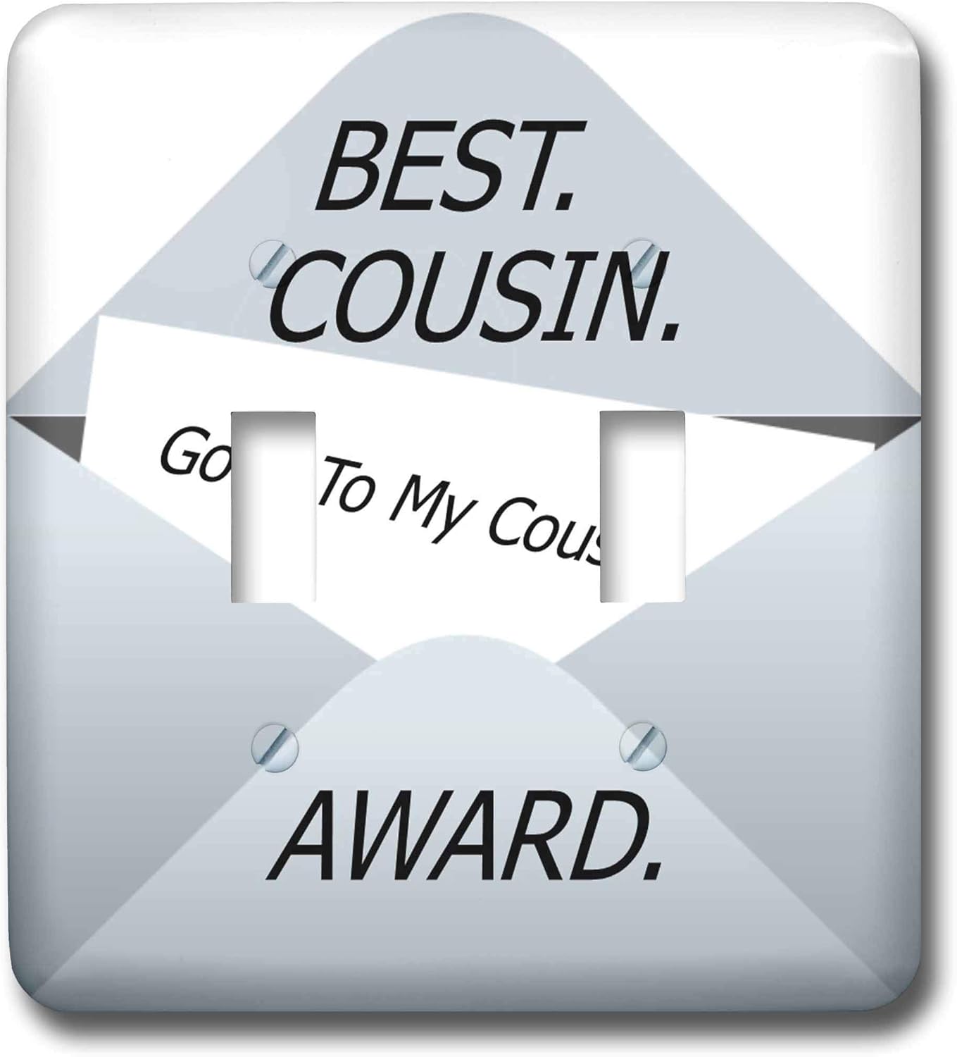 3dRose lens Art by Florene - Academy Awards For Family - Image of Best Cousin Award Goes To my Cousin On Envelope - double toggle switch (lsp_309031_2)