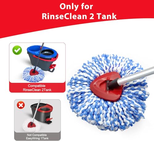 Spin Mop Replacement Head Compatible with O-Cedar EasyWring 1 Tank, 2 Microfiber Mop Refills, 30-58