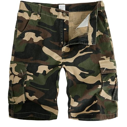 APTRO Men's Cargo Shorts Multi-Pockets Twill Camo Casual Work Shorts
