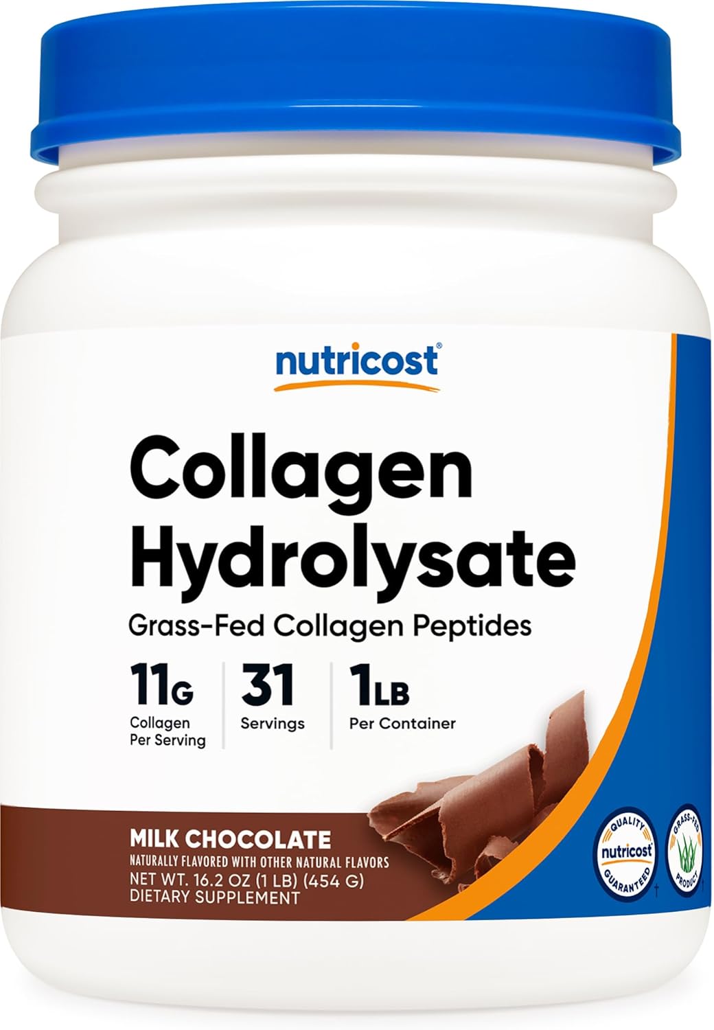 Nutricost Grass-Fed Collagen Powder 1LB (454 G) (Chocolate) - Grass Fed Bovine Collagen Hydrolysate - Collagen Peptides