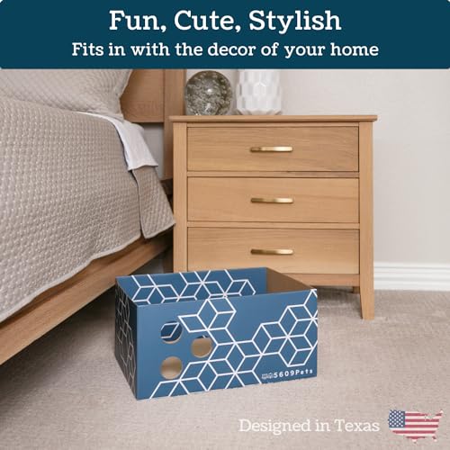 Extra Large Cardboard Cat Scratcher Box, Fun & Cute Cat Scratching Bed for Indoor Cats, Sturdy Scratch Box w/Catnip, 17