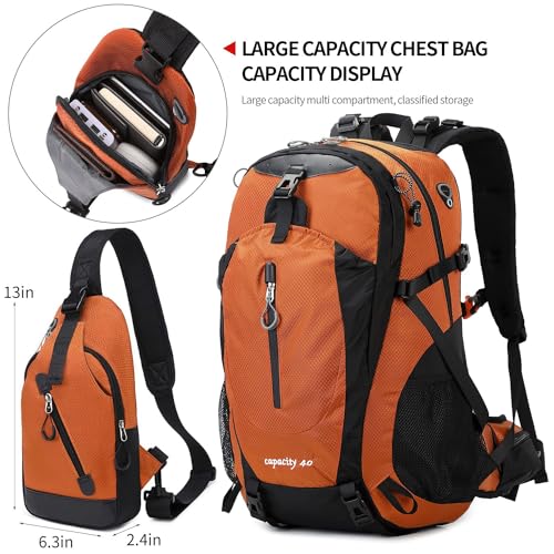 FENGDONG 40L Waterproof Lightweight Hiking,Camping,Travel Backpack for Men Women