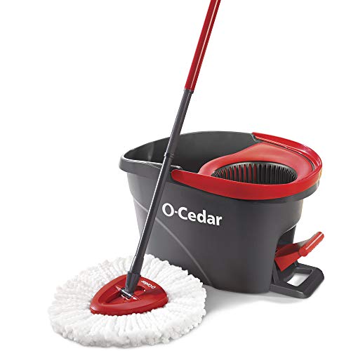 O-Cedar EasyWring Microfiber Spin Mop, Bucket Floor Cleaning System, Red, Gray & Dual-Action Microfiber Sweeper Dust Mop