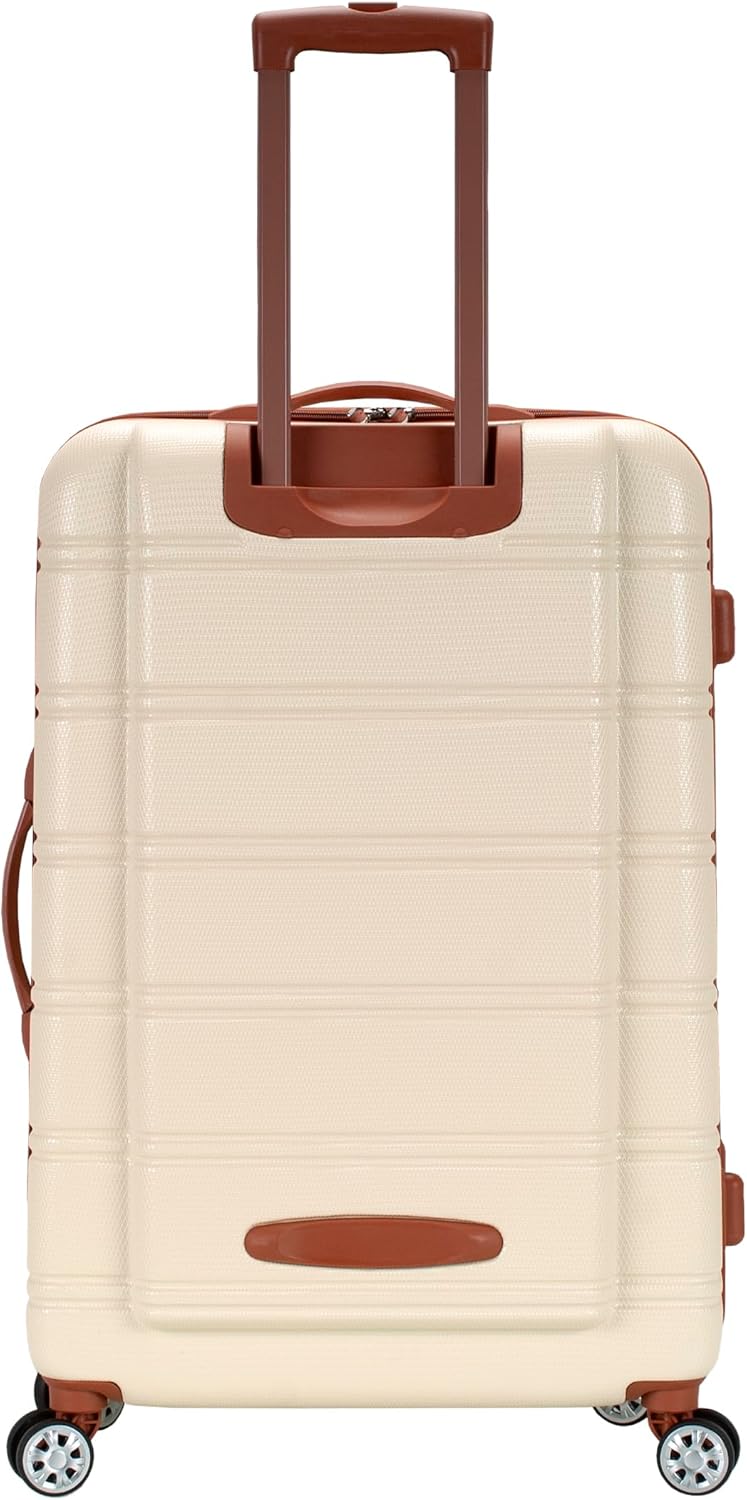 Rockland Melbourne Hardside Expandable Spinner Wheel Luggage, White, Checked Large 28