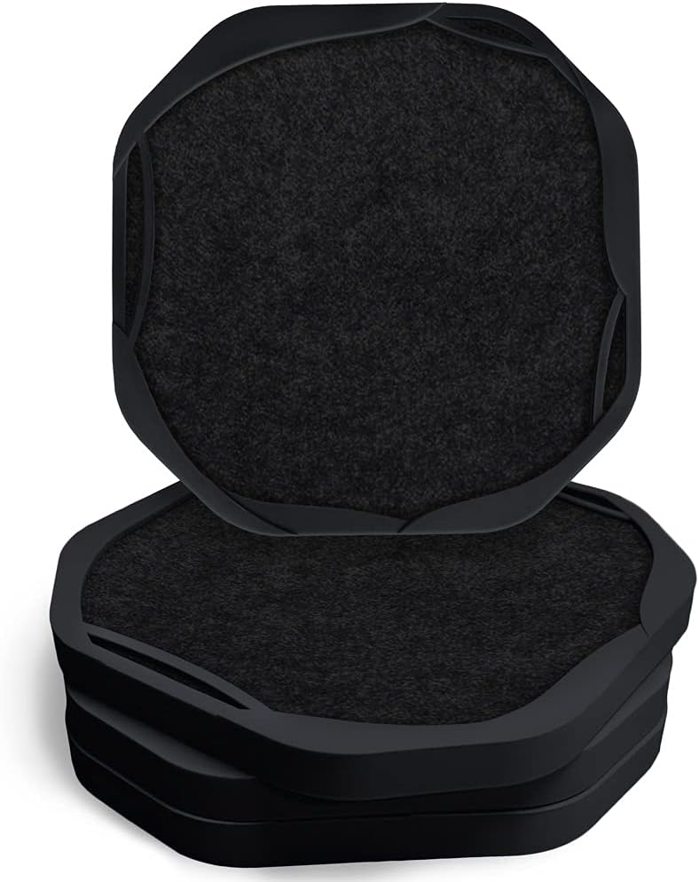 Black Drink Coasters for Tabletop Protection, Cool Large Absorbent Modern Coasters Prevent Home Office, Kitchen, Outdoor Furniture Damage, Cup Mat for Coffee Table, 4 pack