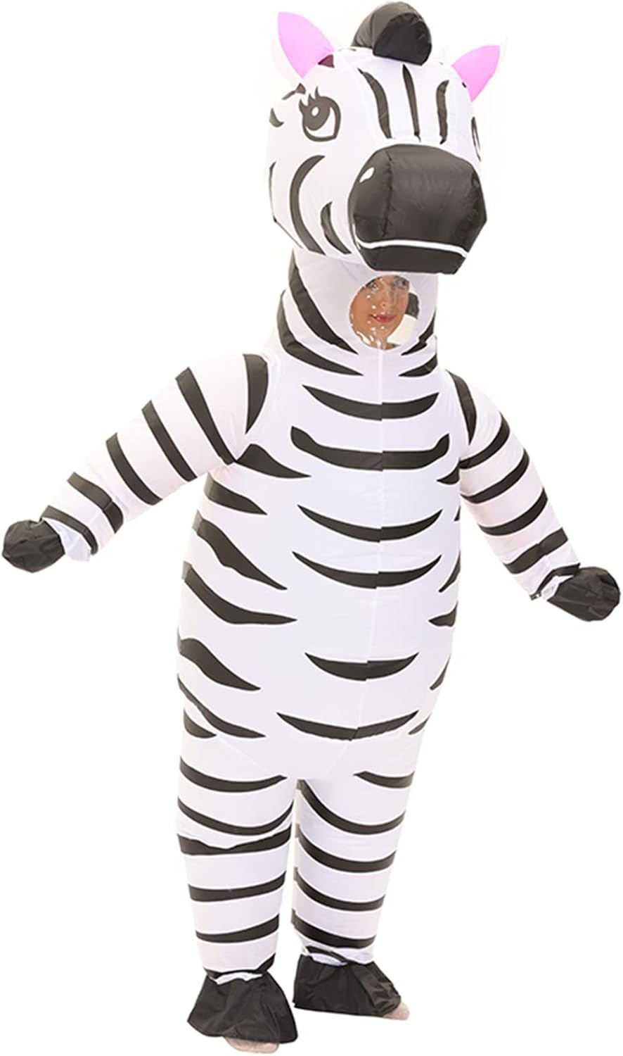 Inflatable Costume Zebra Costume Funny Blow up Animal Costume Cosplay Party Christmas Halloween Costume Festival Costume Jumpsuit