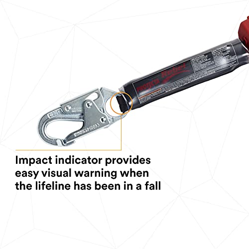 3M Protecta 3100403 Self Retracting Lifeline Rebel 6' (18M) Web, Steel Snap Hook and Carabiner, Black/Red