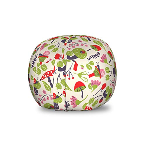 Ambesonne Golf Storage Toy Bag Chair, Old Fashioned Basket with Balls Shoes Golf Cart Gloves Bag Sports Equipment Design, Stuffed Animal Organizer Washable Bag, Small Size, Cocoa White