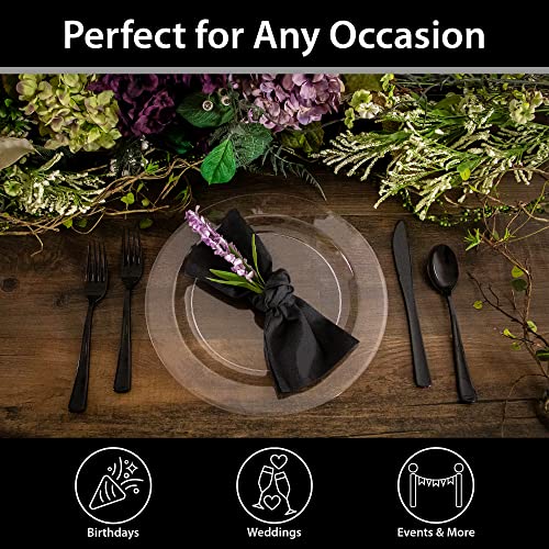 120 Count Plastic Plates 10.25 inch Premium Quality Heavyweight China Like Disposable Plates, Wedding and Party Dinnerware, Crystal Clear, Value Pack 120 Count