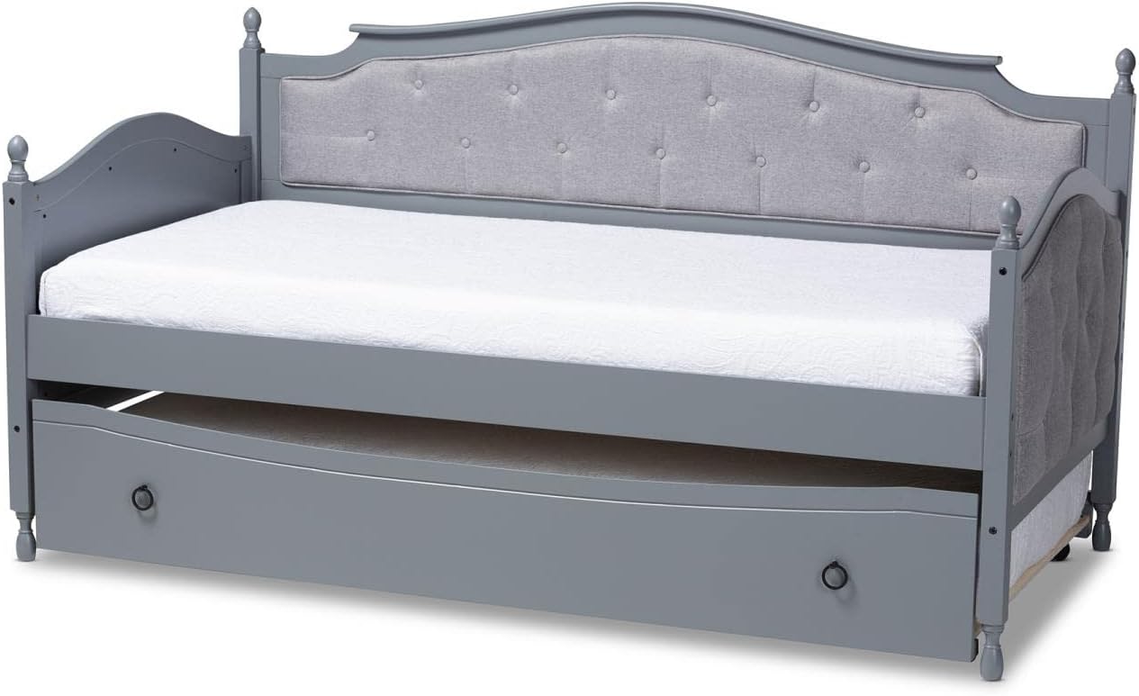 Baxton Studio Marlie Twin Size Grey UpholsteredDaybed with Trundle