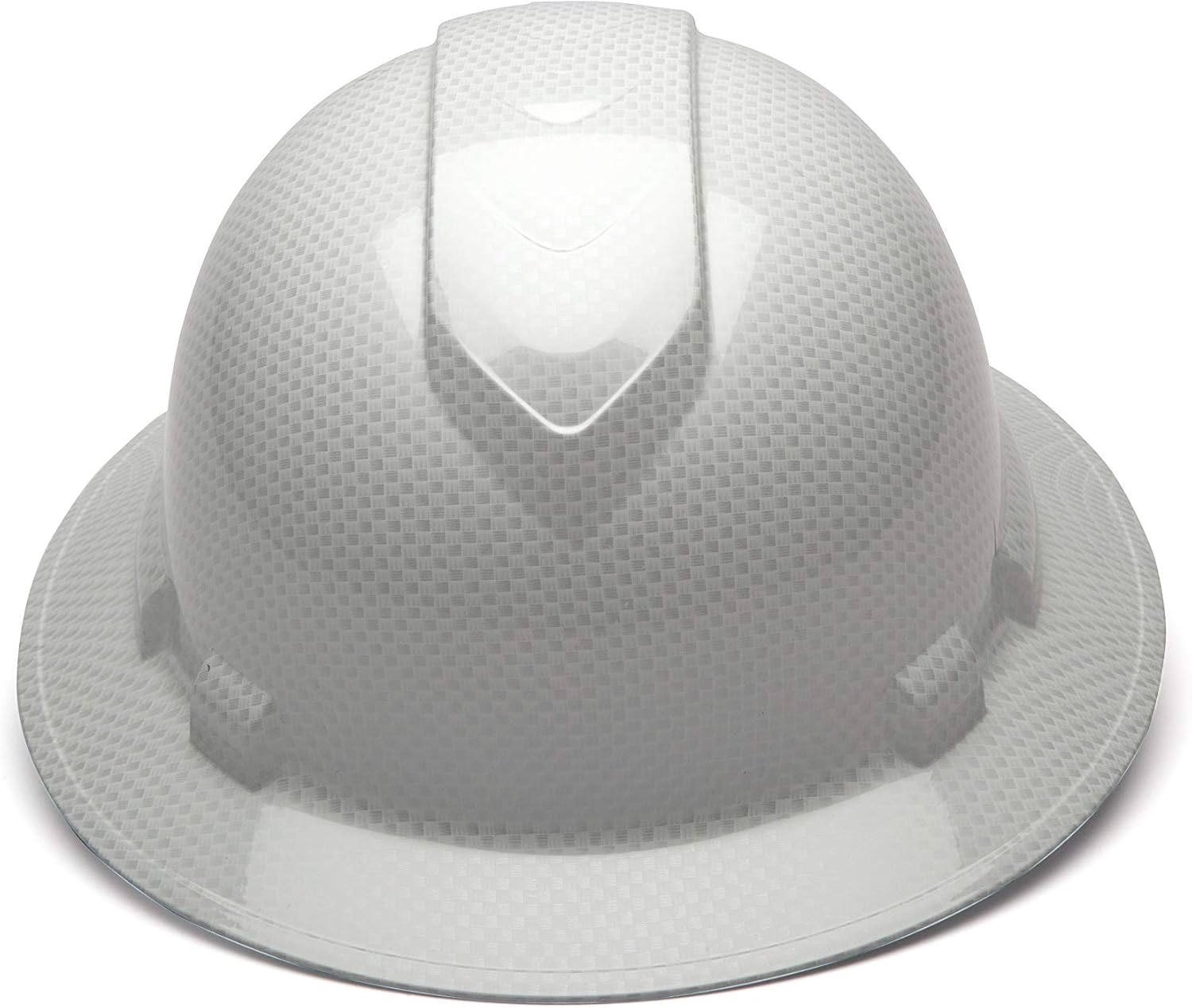 Pyramex Ridgeline Full Brim Hard Hat 4 Point Ratchet Shiny White Graphite Pattern