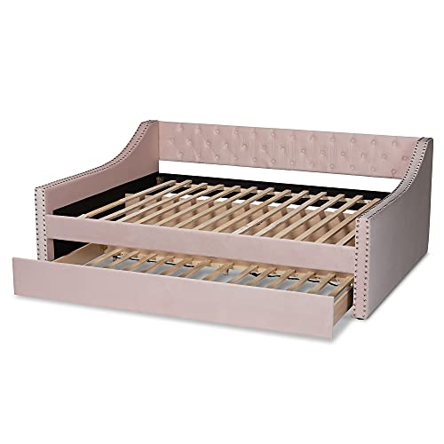 Baxton Studio Raphael Daybeds, Twin, Twin, Silver Grey Velvet