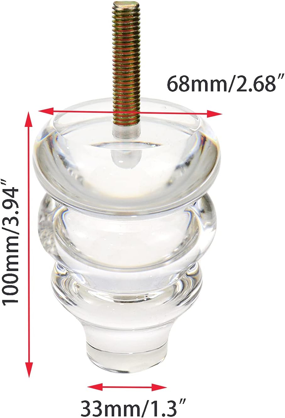 LC LICTOP 100mm Height Acrylic Furniture Legs Gourd Shape Sofa Acrylic Legs DIY Replacement Sofa Feet Set of 4 (A027)