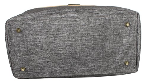 Nicole Miller Designer Luggage Paige Collection - 4 Piece Softside Lightweight Expandable Spinner Suitcases- Set includes 17 Inch Tote Bag, 20 Inch Carry On, 24 Inch & 28 Inch Suitcases (Silver)