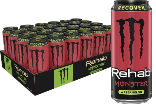 Monster Energy Monster Rehab Strawberry Lemonade + Energy, 15.5 Ounce (Pack of 24)