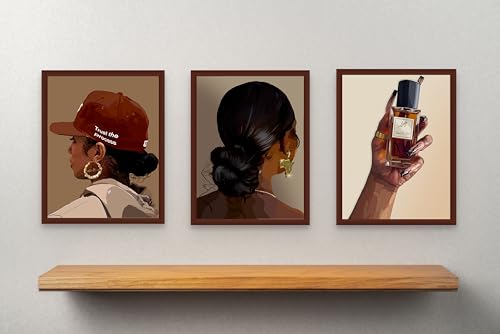 Smard ART Black Art Wall Decor - Set Of 3 Wine Is Life Neutral Pictures For Black Women, Beautiful Living Room/Bedroom & Bathroom Prints, Culture Love Decorations (11x14, Unframed)