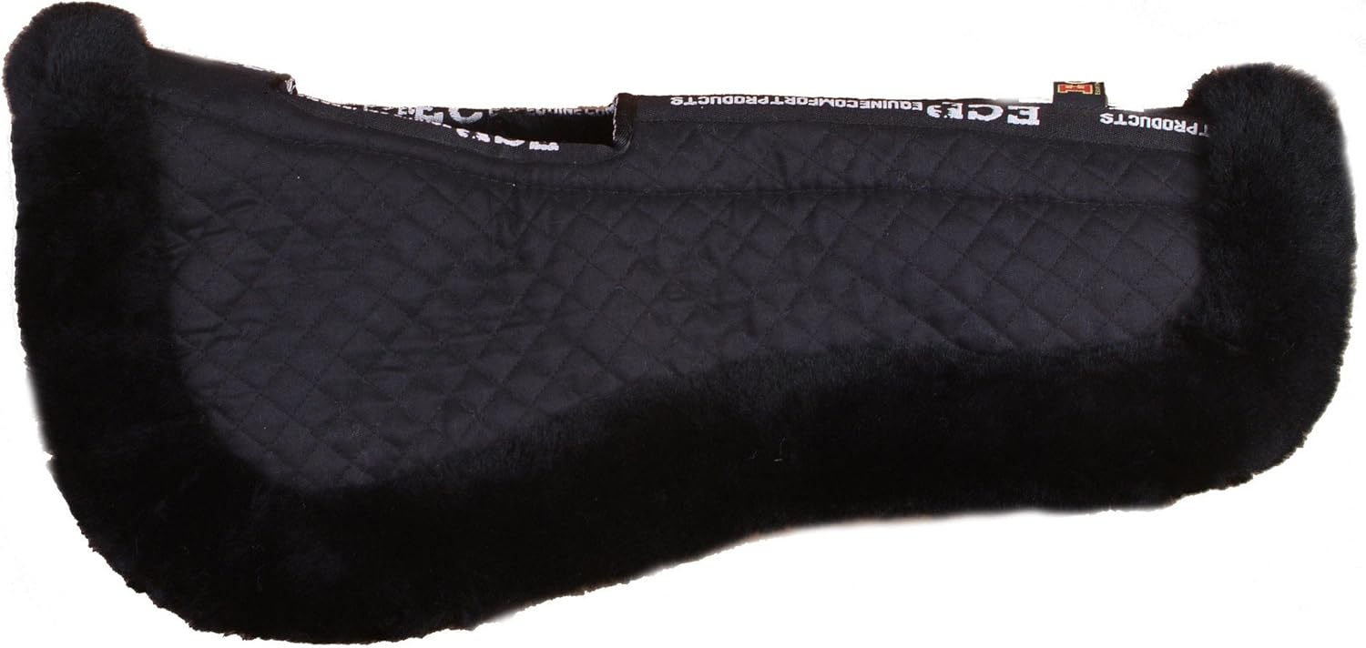 ECP Equine Comfort Products Sheepskin Wither Relief Half Saddle Pad (Large, Black)