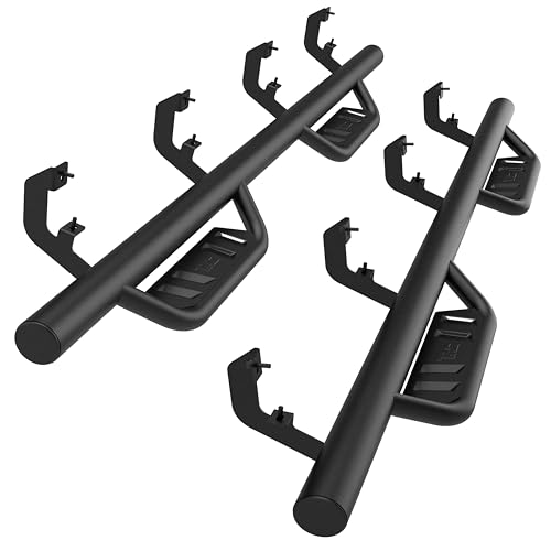 TAC Sidewinder Running Boards Fit 2019-2024 Chevy Silverado/GMC Sierra 1500 | 2020-2024 2500/3500 Crew Cab Truck 4” Drop Fine Texture Black Side Steps Nerf Bars Rock Slider Armor Accessories (2pcs)
