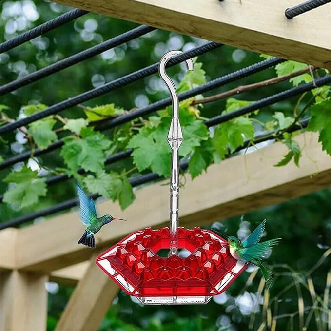 Hummingbird Feeder, 30 Feeder Ports with Perch and Built-in Ant Moat, Outdoor Hanging Hummingbird Feeder, Easy to Clean, Outdoor Hanging Yard Garden Decoration (Red)