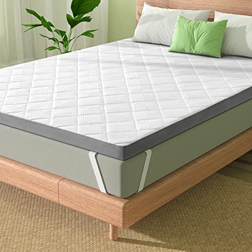 BedStory 4 Inch Firm Mattress Topper Queen, High-Density Foam Provides Extra Lumbar Support, Relieve Shoulder Pain, Firm & Supportive Cooling Gel Memory Foam for Pressure Relief, 30 Days Trial
