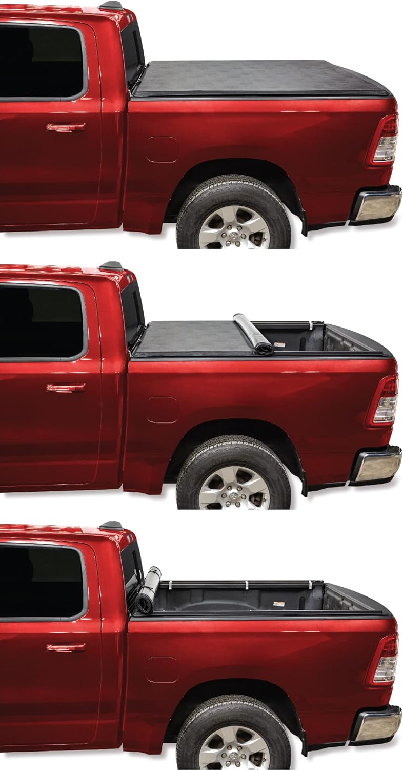 LEER ROLLITUP | Fits 2017-2022 Ford Super Duty with 6.9’ Bed | Soft Roll Up Truck Bed Tonneau Cover | 4R400 | Low-Profile, Sturdy, Easy 15-Minute Install (Black)