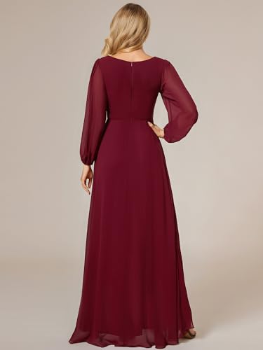 Ever-Pretty Women's Fall Lantern Sleeve A Line High Low Bridesmaid Dresses 02043