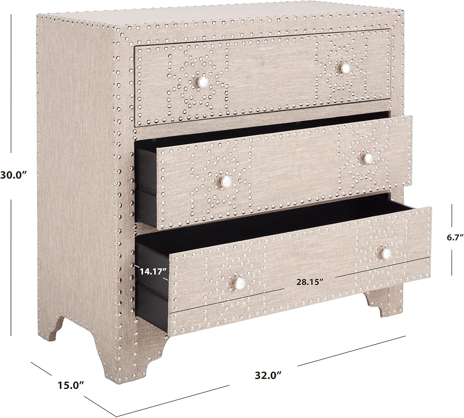 Safavieh American Homes Collection Gordy Grey 3 Drawer Chest Standard