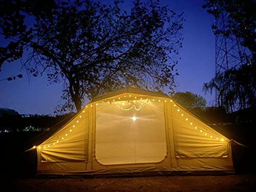 UNISTRENGH Large Waterproof 4 Season Cotton Canvas Bell Tent Glamping Yurt with Stove Jack Hole for 6-8 People Camping Hunting Hiking