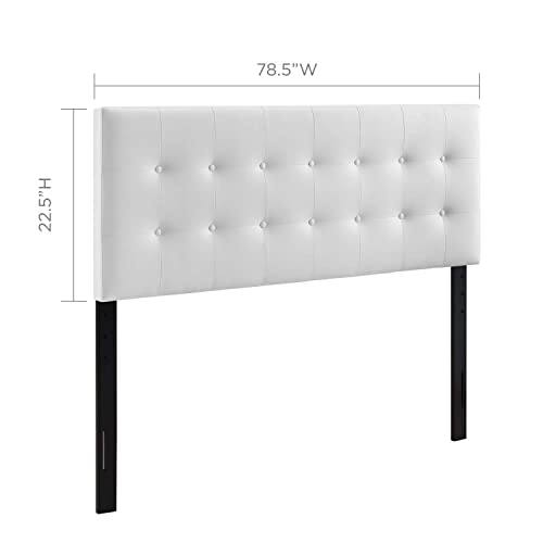 Modway Emily Tufted Button Faux Leather Upholstered Twin Headboard in Black