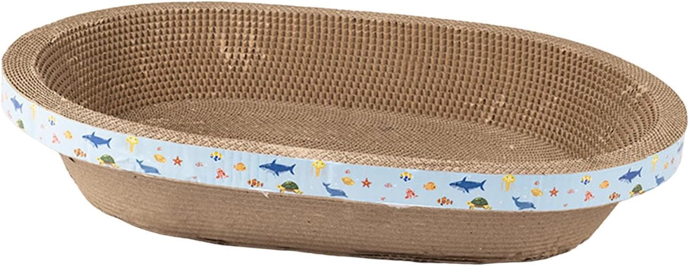 Oval Cat Scratcher Pad Bed Cat Scratching Board Interactive Toy Grinding Claw Toy Playing Scratch Bowl Wear Resistant for Kitty, XL