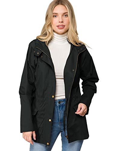 Design by Olivia Women's Lightweight Front Zipper Solid Utility Anorak Hoodie Vest/Jacket