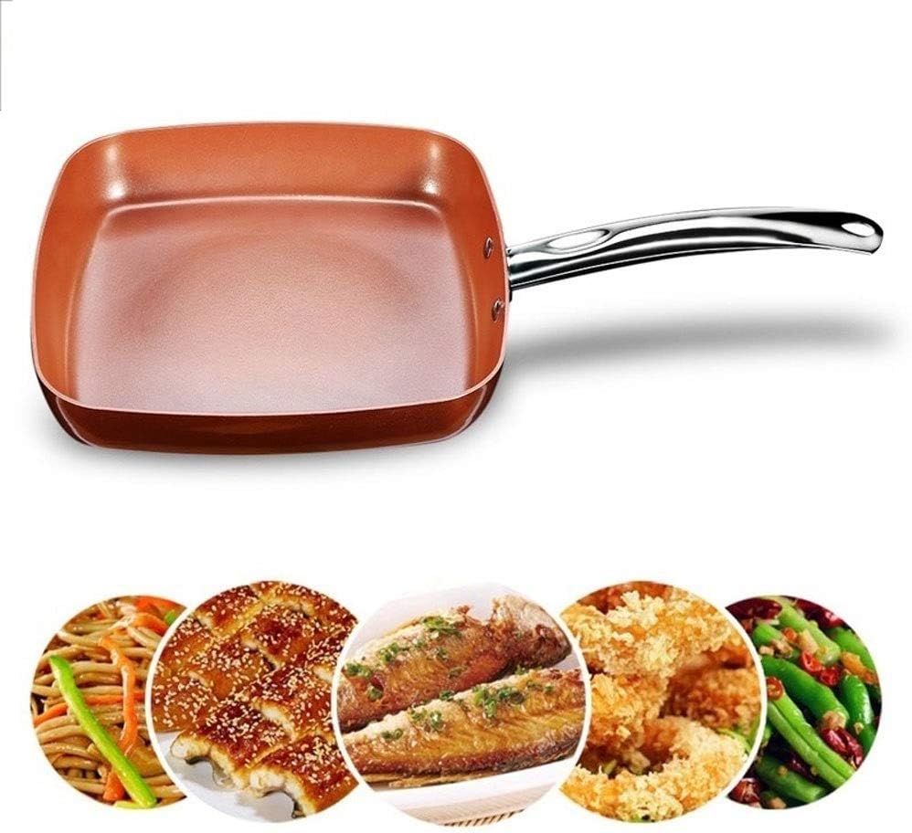 SURLAZ Pan Non-Stick Copper Square Frying Pan Skillet with Ceramic Coating Oven Dishwasher Safe Cooking pots and Pans