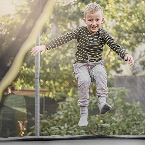 Giantex Trampoline Safety Net w/Adjustable Straps, 8 10 12 14 15 16Ft Weather-Resistant Replacement Enclosure Net with Double-Headed Zipper, Protection Buckle, Poles Not Included