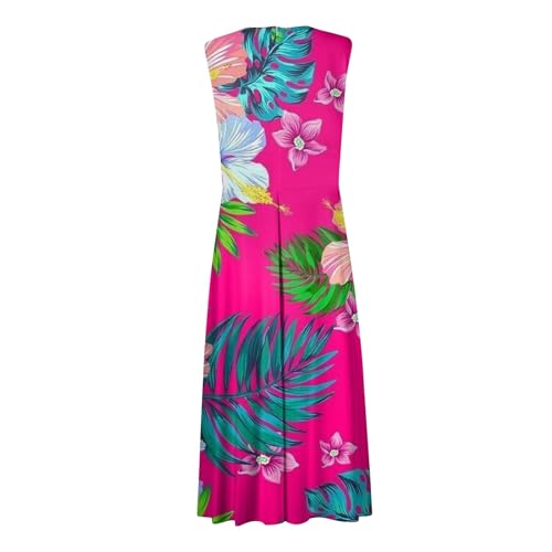 Womens Dresses Sleeveless Elegant Sundresses Wrap V Neck Flowy Maxi Dress Floral Print Lightweight Beach Dress