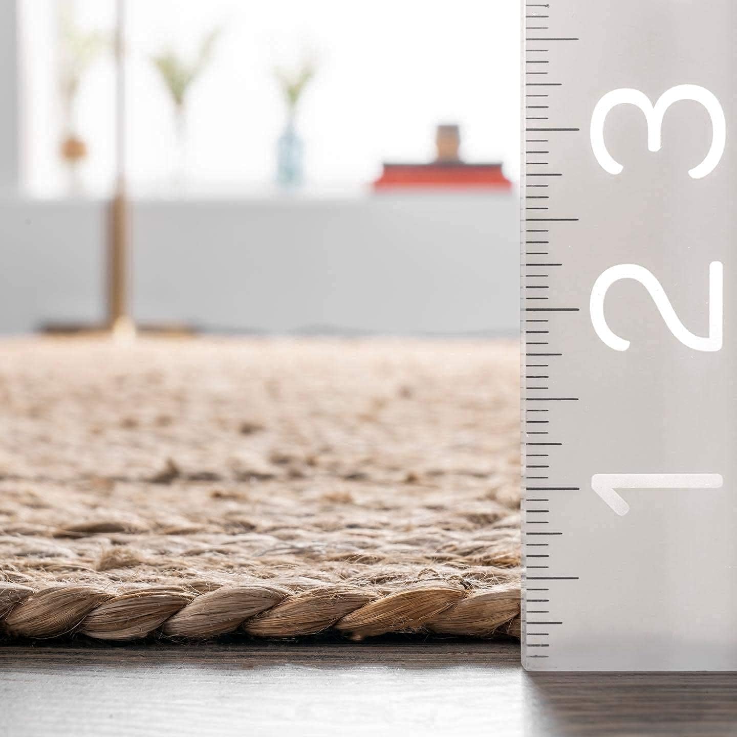 100% Jute Area Rug 5 x 8 Feet- Rectangle Natural Fibers- Braided Design Hand Woven Natural Carpet - Home Decor for Living Room Hallways Bedroom (Natural- 5'x8')