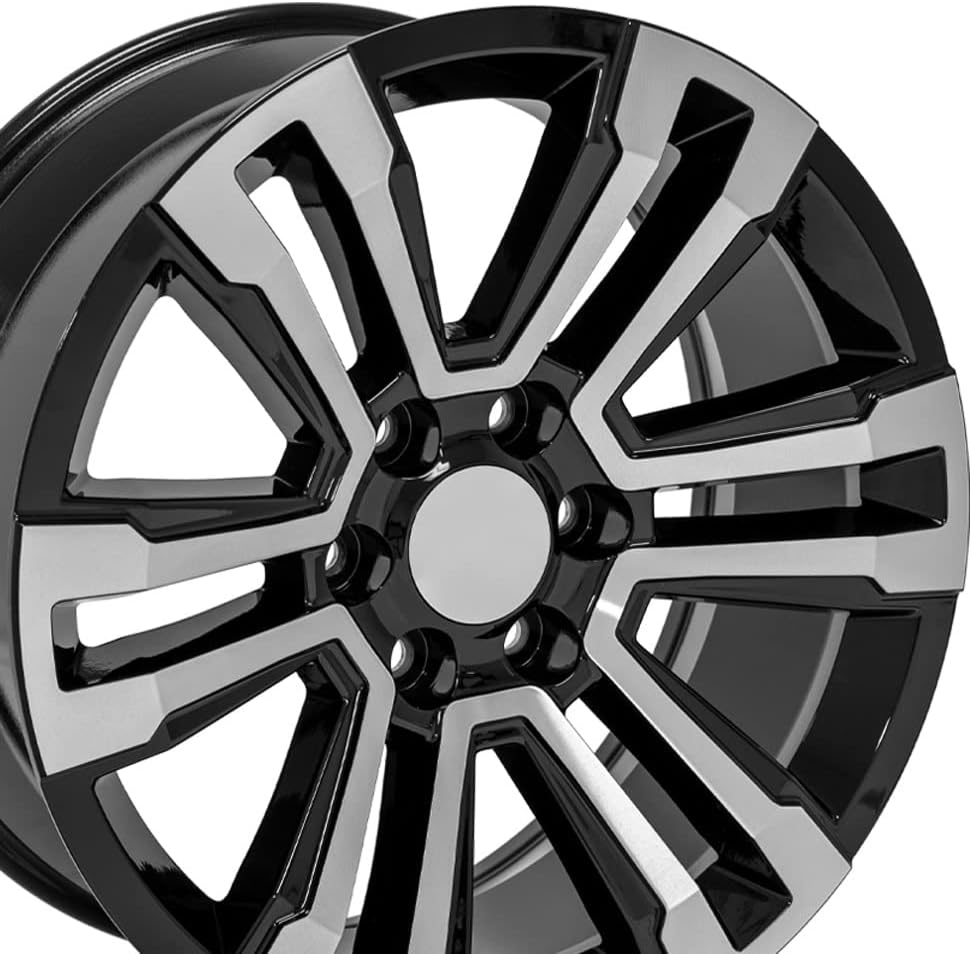 OE Wheels LLC 20 inch Rim Fits Yukon Denali Wheel CV44 20x9 Black Mach'd Wheel Hollander 5822 SET