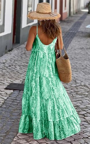 PRETTYGARDEN Women Summer Dresses 2024 Spaghetti Strap Scoop Neck Floral Maxi Dress Flowy Boho Long Sundress with Pockets