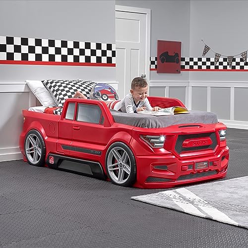 Step2 Roadster Toddler-to-Twin Bed, Crib to Twin Transition Race Car Bed, Adjustable, Ages 3+ Years Old, Easy Assembly, Red