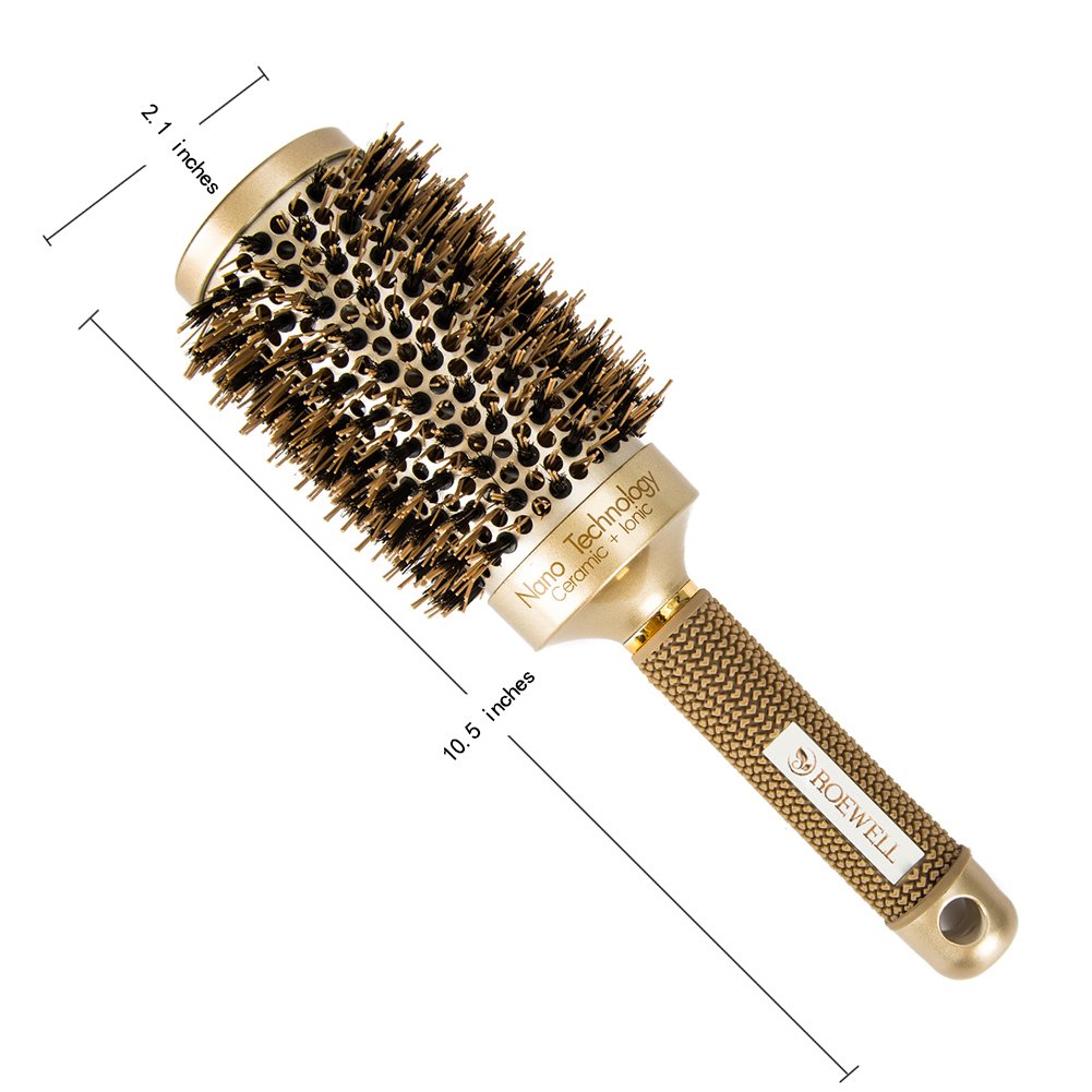 Thermal Ceramic Ionic Round Barrel Anti-Static Hair Brush with Boar Bristle, 2.1 Inches,Professional Brush for Protecting Hair, Adding Hair Shine, For Hair Drying, Styling, Curling