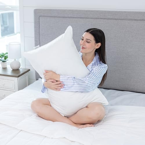 2 Pack King Luxury White Goose Down Pillow - 75% White Goose Feather & 25% White Goose Down 550 Fill Power