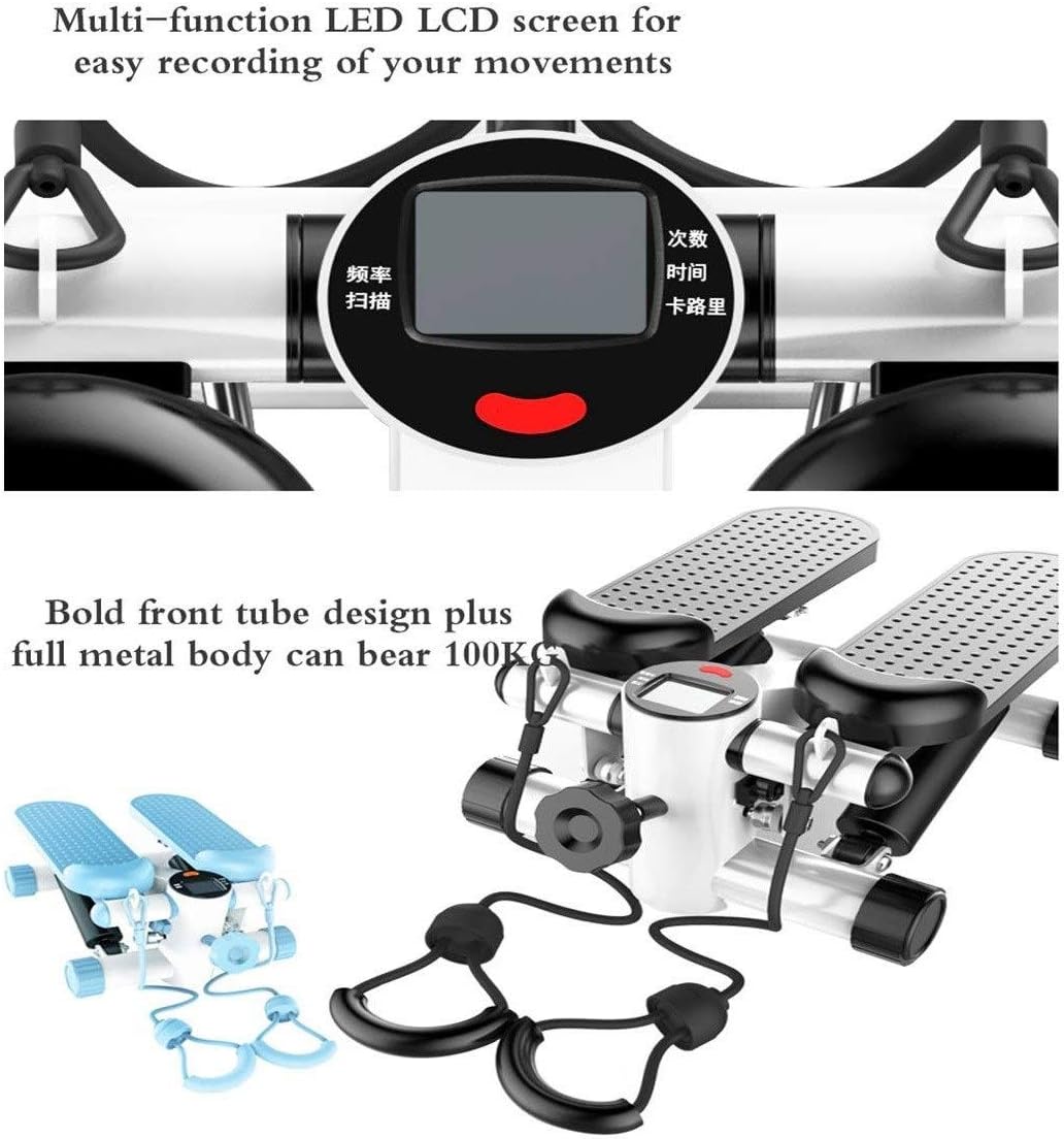 Stepper Adjustable Mini Stair Stepper, Exercise Equipment with Twisting Action Hydraulic Foot Machine Led Count Display Low Noise Operation (Blue)