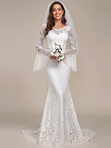 Ever-Pretty Women Sweetheart Illusion Neckline Lace Applique Bodycon Mermaid Wedding Dress 90354