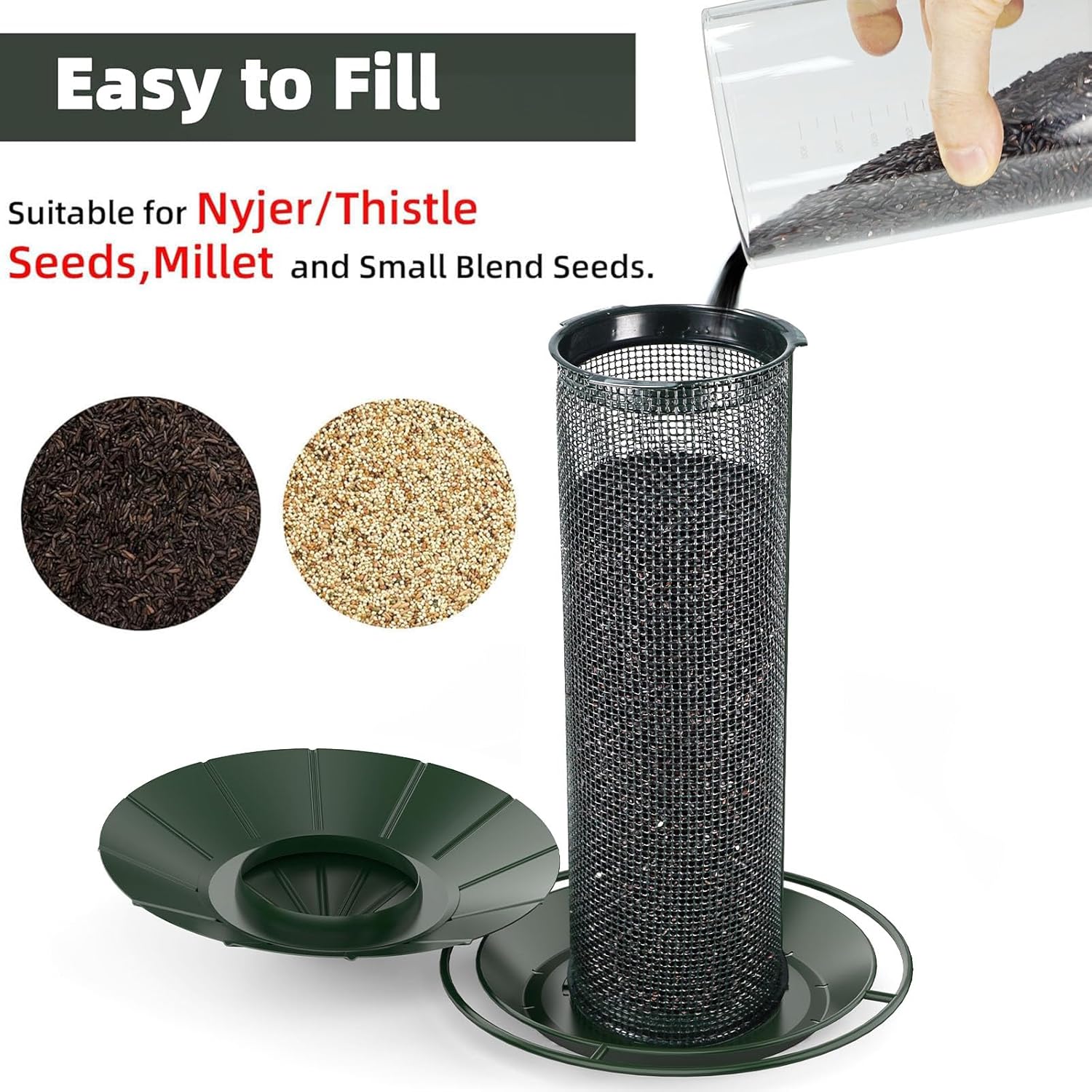 Bird Feeder 2 Pack for Nyjer/Thistle Seeds,Metal Mesh Squirrel Proof Bird Feeder,Bird Feeders for Outdoors Hanging,Attracting Finch,Cardinal,Chickadee and More Wild Bird