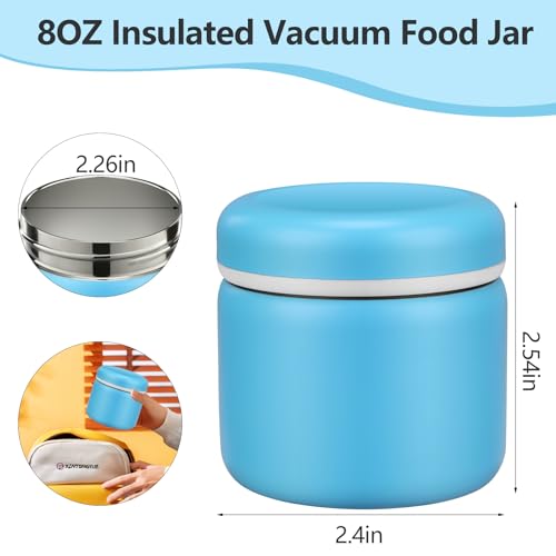 8oz Insulated Vacuum Food Jar Wide Mouth Soup Thermo for Hot Food Kids Leakproof Stainless Steel Cute Lunch Container- Pink