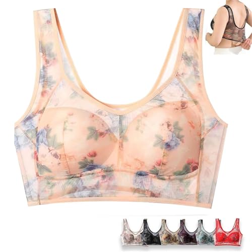 Bras for Older Women Ice Silk Lace Cooling Comfort Bra Plus Size High Support Push Up No Underwire Full Coverage Bras