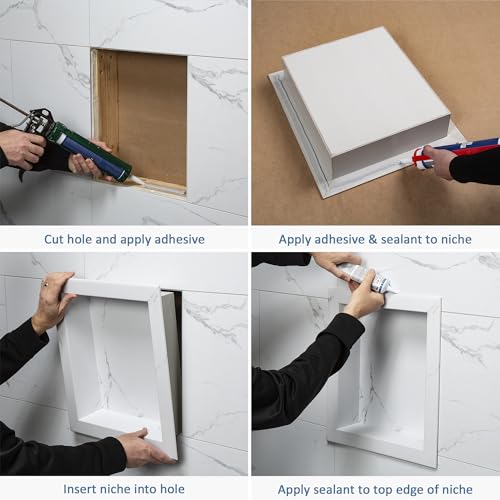 Palisade 17.5 in. x 15.5 in. Vinyl Waterproof Shower Niche Insert in Carrara Marble