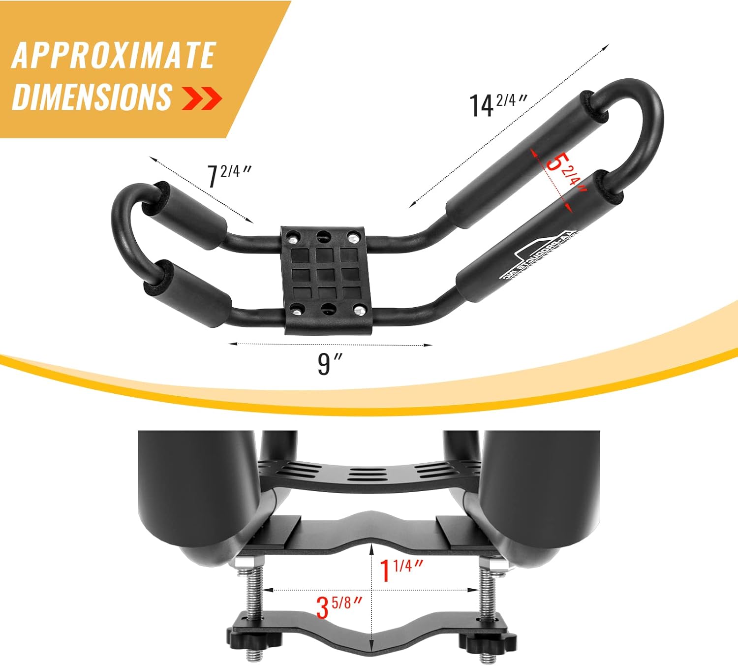 AA-Racks J-Bar Rack for Kayak Canoe Boat Carrier Roof Top Mount on Car SUV Truck Crossbar with 16 Ft Ratchet Lashing Straps & 10 Ft Ratchet Bow and Stern Tie Down Straps