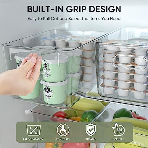 BALEINE 4PK PET Plastic Storage Bins, Fridge Space Saving Organizer, BPA Free Pantry Storage, Cabinet Organizers, Cleaning Supply Storage Bins (4PK)