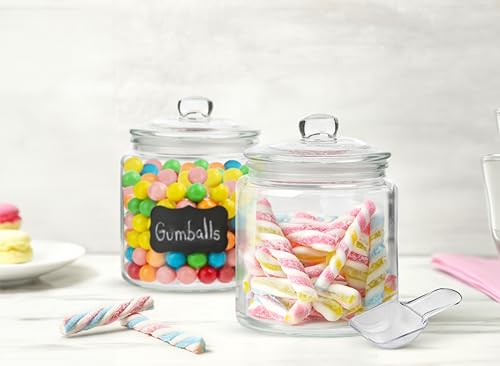 KooK Glass Kitchen Jars, Food & Cookie Storage Containers for Pantry, Bathroom Apothecary Canisters, Airtight Lids, Dishwasher Safe, with Chalk and Labels, 1 Gallon, Set of 2