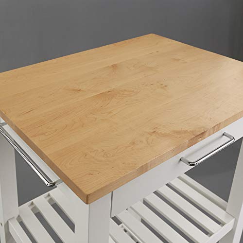 American Trails Sunrise American Kitchen Island, Natural Maple Top, White Base (New)